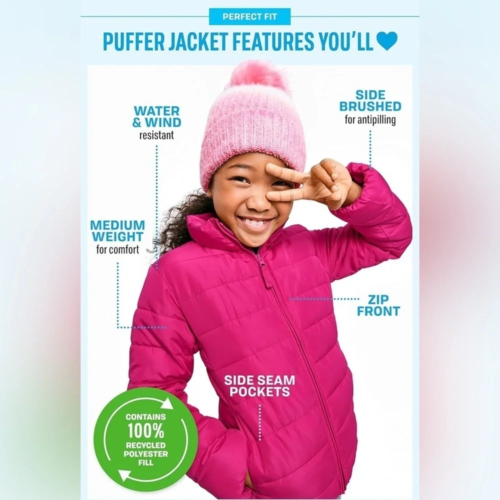 NWT The Children’s Place Burgundy Puffer Jacket
